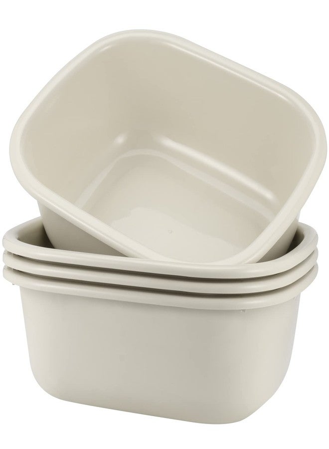 MOUYAT 4 Pack 13L Plastic Wash Basin, 14 Quart Plastic Commercial Bus Box, Rectangular Wash Tub Basin, Beige Dish Pans for Washing Dish, Sink, Cleaning Supplies - Image 1
